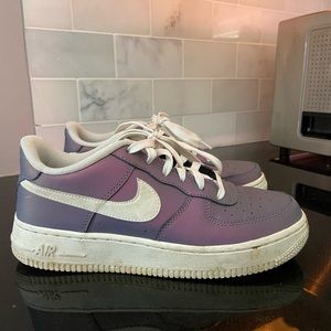 Purple metallic nike air force 1’s
